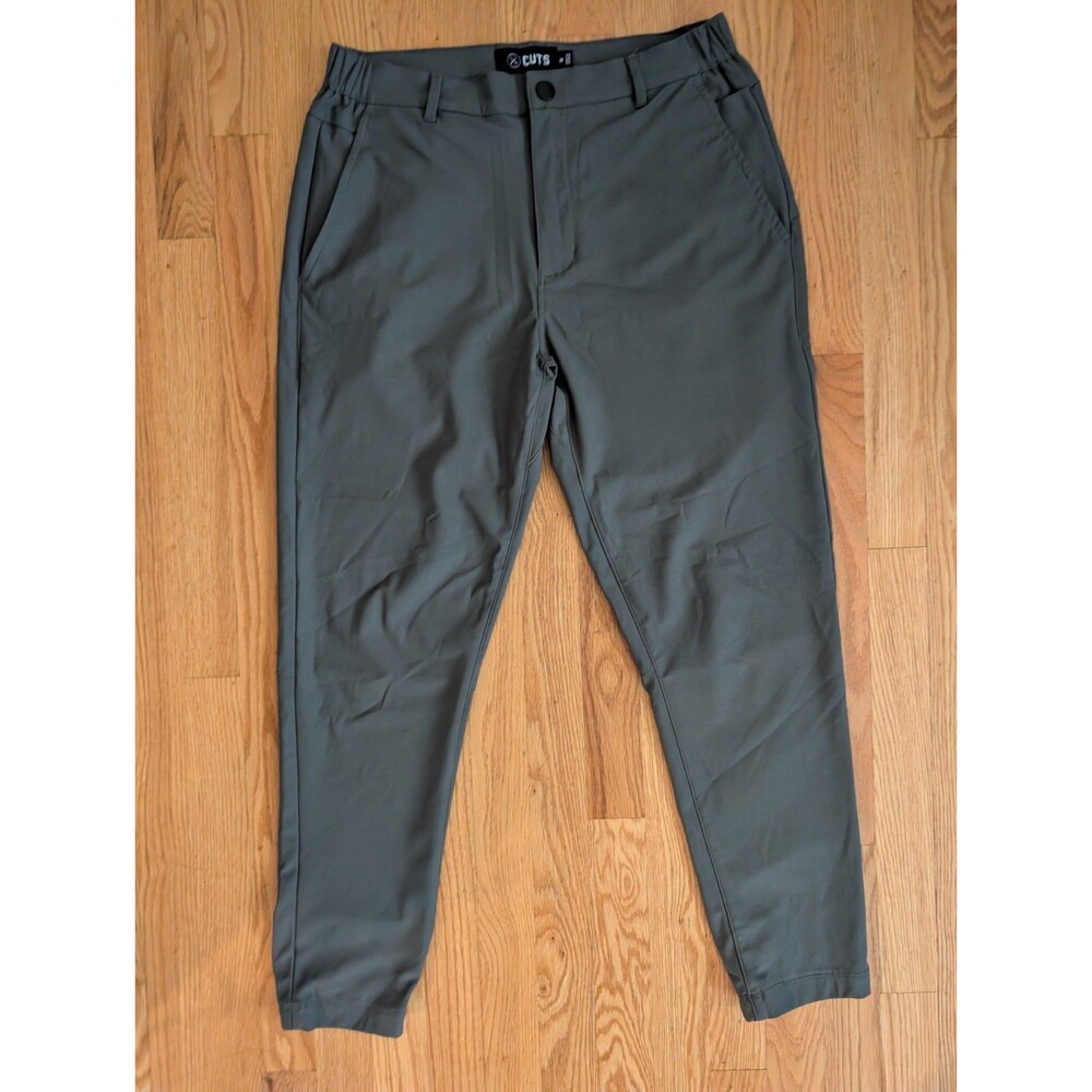 CUTS Clothing Men’s Medium AO jogger pants Green Gray slim polyester stretch